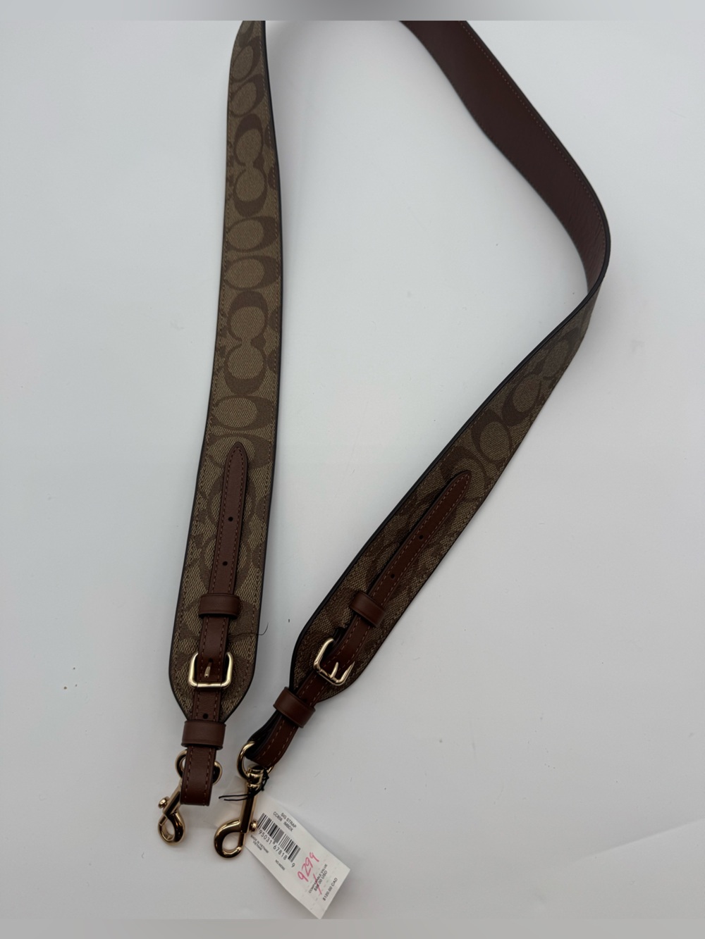 Coach Brown Signature Canvas Adjustable Crossbody Strap with Leather Trim
